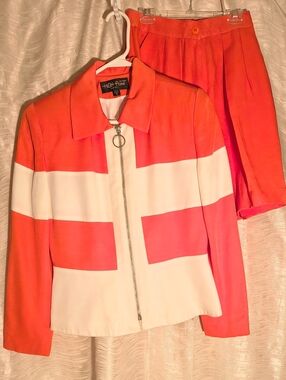 Women's High Point  Colorblock Pant Suit Orange & 🐻‍❄️ Sm. Retro 1960s 70s
